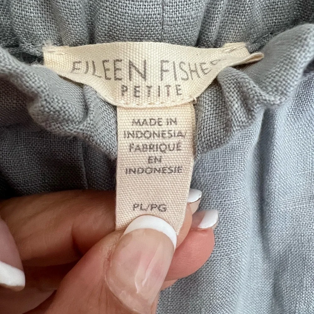 Eileen Fisher Light Gray Linen-Blend Casual Chinos - Picture 3 of 5